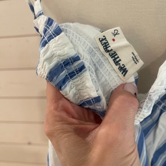 013 Free People Pajama Party Tunic Top Nwot Blue Ivory Combo Size XS - Picture 11 of 13